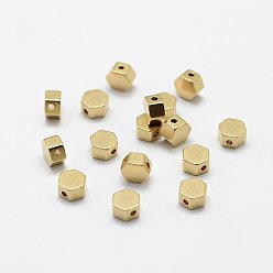 Brut (Non-plaqué) Perles en laiton, sans nickel, hexagone, brut (non plaqué), 5x5.5x3mm, Trou: 1mm