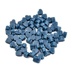 Bleu Nuit Sceller les particules de cire, pour cachet de cachet rétro, cœur, bleu minuit, 7.3x8.6x5 mm, sur 110~120 PCs / sac
