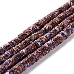 Mauve Assembled Synthetic Bronzite and Imperial Jasper Beads Strands, Dyed, Heishi Beads, Flat Round/Disc, Mauve, 8x3mm, Hole: 1.5mm, about 145pcs/strand, 15.94~16.142 inch(40.5~41cm)