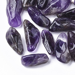 Amethyst Natural Amethyst Beads, Tumbled Stone, Chip, 25~40x10~16x6~12mm, Hole: 0.6mm