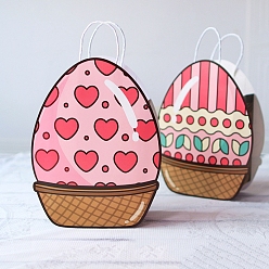Heart Easter Egg Shaped Paper Candy Packaging Bags with Handle, Heart, 28.3x21x1cm