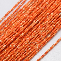 Naranja Rojo Granos fósiles filamentos sintéticos, teñido y climatizada, rondo, rojo naranja, 2 mm, agujero: 1 mm, sobre 200 unidades / cadena, 15.74 pulgada