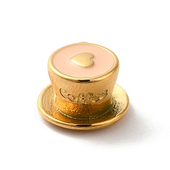 Rose Brumeux Placage ionique (ip) 304 perles européennes en émail en acier inoxydable, Perles avec un grand trou   , tasse à café, rose brumeuse, 12.5x13.5x8.5mm, Trou: 5mm