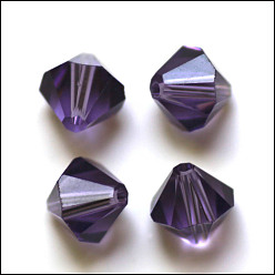 Индиго Имитация Австрийские кристаллические шарики, класс AAA, граненые, двухконусные, индиговые, 10x9~10 мм, отверстие : 0.9~1.6 мм