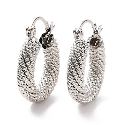 Platinum Brass Chunky Hoop Earrings for Women, Cadmium Free & Lead Free, Platinum, 23x19.5x15mm, Pin: 0.9mm