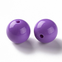 Dark Orchid Opaque Acrylic Beads, Round, Dark Orchid, 20x19mm, Hole: 3mm, about 111pcs/500g
