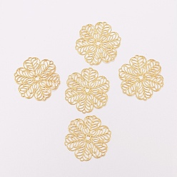 Golden 201 Stainless Steel Filigree Joiners Links, Flower, Golden, 30x27x5mm, Hole: 2mm