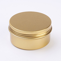 Золотой Круглые алюминиевые жестяные банки, алюминиевая банка, контейнеры для хранения косметики, свечи, конфеты, с винтовой крышкой, золотые, 8.3x2.8 см, емкость: 100 мл, 12 шт / коробка