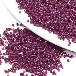 Violeta Rojo Medio 11/0 cuentas de semillas de vidrio de pintura para hornear de grado a, cilindro, tamaño de grano de semilla uniforme, brillo de colores opacos, rojo violeta medio, sobre 1.5x1 mm, agujero: 0.5 mm, sobre 20000 unidades / bolsa
