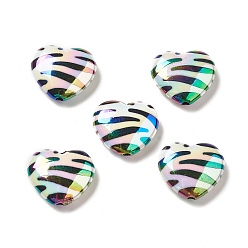Clear AB UV Plating Opaque Rainbow Iridescent Acrylic Beads, Heart, Clear AB, 17x19.5x6.5mm, Hole: 2mm
