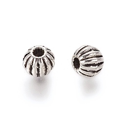 Antique Silver Tibetan Style Alloy Beads, Lead Free & Cadmium Free, Round, Antique Silver, about 6mm in diameter, hole: 1mm