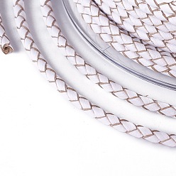 Белый Оплетенный шнур из натуральной кожи, кожаный шнур ювелирных изделий, ювелирные изделия DIY делает материал, белые, 3 мм, около 21.87 ярдов (20 м) / рулон
