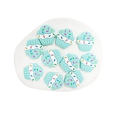 Turquoise Cup Cake Food Grade Eco-Friendly Silicone Beads, Chewing Beads For Teethers, DIY Nursing Necklaces Making, Turquoise, 29x28mm, Hole: 3mm