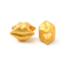 Matte Gold Color Rack Plating Alloy European Beads, Large Hole Beads, Lead Free & Cadmium Free & Nickel Free, Lip, Matte Gold Color, 8.5x12x7.5mm, Hole: 5mm