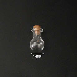 Claro Mini contenedores de cuentas de botella de vidrio de borosilicato alto, deseando botella, con tapón de corcho, rondo, Claro, 2.3x1.4 cm