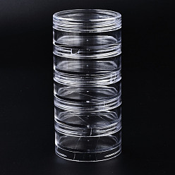 Clear Polystyrene Bead Storage Containers, with 5 Compartments Organizer Boxes, for Jewelry Beads Small Accessories, Column, Clear, 6x12.2cm, compartment: 5.4x2cm
