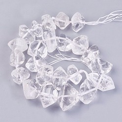 Quartz Crystal Natural Quartz Crystal Beads Strands, Rock Crystal, Faceted, Nuggets, 20~38x10.5~19x12.5~20mm, Hole: 1.5mm, 23pcs/strand, 16.34 inch(41.5cm)