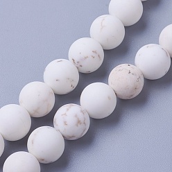 Magnesite Natural Magnesite Beads Strands, Frosted, Round, 6.5x6mm, Hole: 1mm, about 62pcs/strand, 15.2 inch(38.6cm)