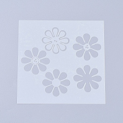 Blanc Modèles de pochoirs de peinture de dessin réutilisables en plastique, pour la peinture sur du papier de scrapbooking mur tissu sol meubles bois, usine, blanc, 130x130x0.2mm