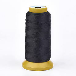 Черный Полиэфирная нить, для заказа тканые решений ювелирных изделий, чёрные, 0.2 мм, около 1000 м / рулон