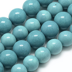 Dark Turquoise Synthetic Ocean White Jade Beads Strands, Dyed, Round, Dark Turquoise, 4~4.5mm, Hole: 1mm, about 96pcs/strand, 16.3 inch