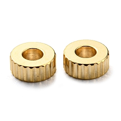 Golden 201 Stainless Steel Corrugated Beads, Flat Round, Golden, 6x2mm, Hole: 2.2mm