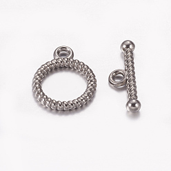 Gunmetal Tibetan Style Alloy Toggle Clasps, Cadmium Free & Lead Free, Gunmetal, Ring: 13x16mm, Bar :6x18mm, Hole: 2mm