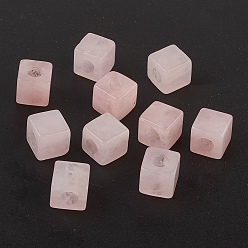 Розовый Кварц Природного розового кварца Европейский бисером, бусины с большим отверстием, кубические, 10x10x10 мм, отверстие : 4.5~5 мм