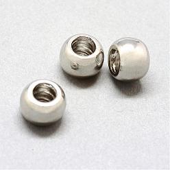 Platinum Alloy European Beads, Large Hole Beads, Rondelle, Platinum, 8x5.5mm, Hole: 4mm