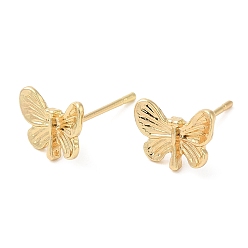 Light Gold Butterfly Alloy Stud Earrings for Women, with 304 Stainless Steel Steel Pin, Cadmium Free & Lead Free, Light Gold, 7x9.5mm