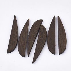 Coconut Brown Wenge Wood Cabochons, Undyed, Teardrop, Coconut Brown, 44.5x8.5x3mm