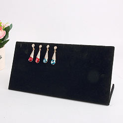 Black Velvet Jewelry Display Stands, Earring, Necklace,Bracelet Display Rack, L-Shaped, Rectangle, Black, 25x8.5x11.5cm