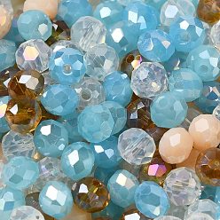Salmón Claro Perlas de vidrio, facetados, Rondana plana, salmón claro, 8x6 mm, agujero: 1 mm, Sobre 1210 unidades / 500 g