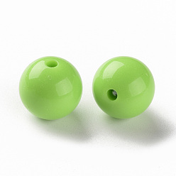 Pelouse Verte Perles acryliques opaques, ronde, pelouse verte, 16x15mm, Trou: 2.8mm, environ220 pcs / 500 g