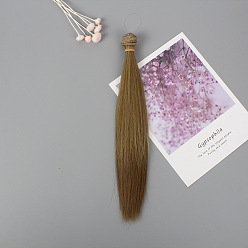 Olive Cheveux longs et raides de coiffure de poupée de fibre à haute température, pour bricolage fille bjd making accessoires, olive, 25~30 cm