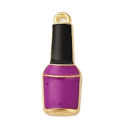Púrpura Colgantes de la aleación, con esmalte, dorado, dije con forma de esmalte de uñas, púrpura, 26x9.5x3.5 mm, agujero: 1.8 mm