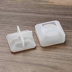 White DIY Square Candle Holder Silicone Molds, Resin Plaster Cement Casting Molds, White, 42x42x24mm & 41x41x25mm, Inner Diameter: 28mm & 23.5x23.5mm