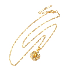 Oro Collar colgante de flor de diamantes de imitación con cadenas de cable, joyas de aleación para mujer, dorado, 18.46 pulgada (46.9 cm)