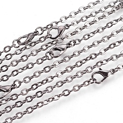 Bronze Fabrication de collier de chaînes de câble de fer, avec fermoirs mousquetons, non soudée, gris anthracite, 27.5 pouce (70 cm)