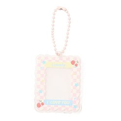 Lavender Blush Acrylic Photocard Sleeve Keychain, with Iorn Ball Chains, Rectangle, Lavender Blush, 104mm, Hole: 3mm