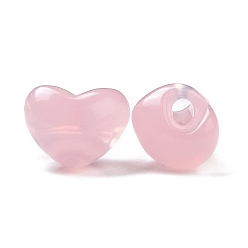 Rose Vieux Perles acryliques acryliques imitation gelée, cœur, vieux rose, 14x18.5x13.5mm, Trou: 3.5mm, environ215 pcs / 500 g