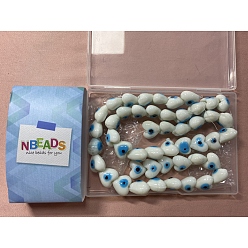 Белый Nbeads 2 нити сердце сглаза бусины лэмпворк нити, белые, 15x15x9 мм, отверстие : 2 мм, около 24 шт / нитка, 11.40 дюйм (28.95 см)