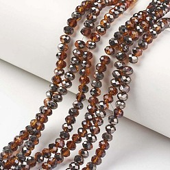 Pérou Plaquent verre transparent perles brins, demi-plaqué noir, facette, rondelle, Pérou, 8x6mm, Trou: 1mm, Environ 65~68 pcs/chapelet, 15.7~16.1 pouce (40~41 cm)
