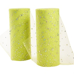 Jaune Vert Rubans de maille déco à paillettes scintillantes benecreat, tissu de tulle, Tissu à carreaux en tulle pour la fabrication de jupe, jaune vert, 6 pouce (15 cm), à propos de 25yards / roll (22.86m / roll)