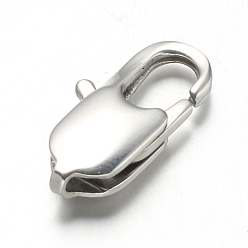 Stainless Steel Color 304 Stainless Steel Lobster Claw Clasps, Stainless Steel Color, 16x8x4mm, Hole: 1x1.5mm