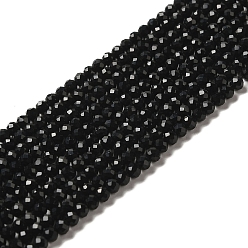 Black Onyx Natural Black Onyx Beads Strands, Dyed, Faceted, Round, 3mm, Hole: 1mm