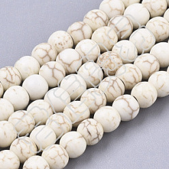 Magnesite Synthetic Magnesite Beads Strands, Round, 4mm, Hole: 1mm, about 90pcs/strand