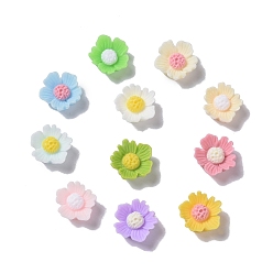 Mixed Color Opaque Resin Cabochons, Flower, Mixed Color, 10x3.5mm