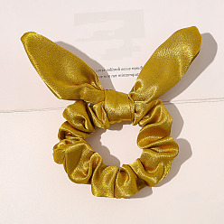 Goldenrod Rabbit Ear Polyester Elastic Hair Accessories, for Girls or Women, Changeant Fabric Scrunchie/Scrunchy Hair Ties, Goldenrod, 80mm