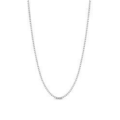 Real Platinum Plated SHEGRACE Rhodium Plated 925 Sterling Silver Box Chain Necklaces, with S925 Stamp, Real Platinum Plated, 17.7 inch(45cm)0.8mm